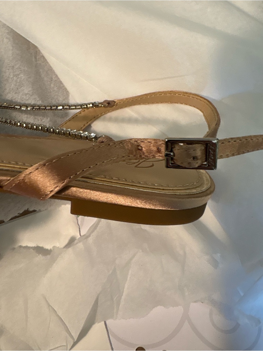 Jewel by Badgley Mischka Alanna Ballet Flats Crystal Strap Champagne NWOT 10M - Picture 6 of 13